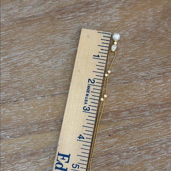 NWT Gold Crystal Pearl Pendant Necklace - Picture 5 of 6